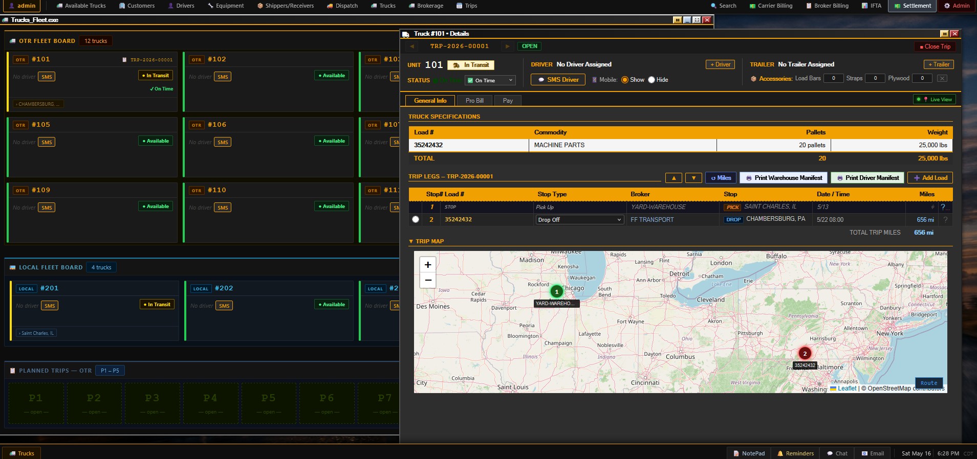 Fleet board overview